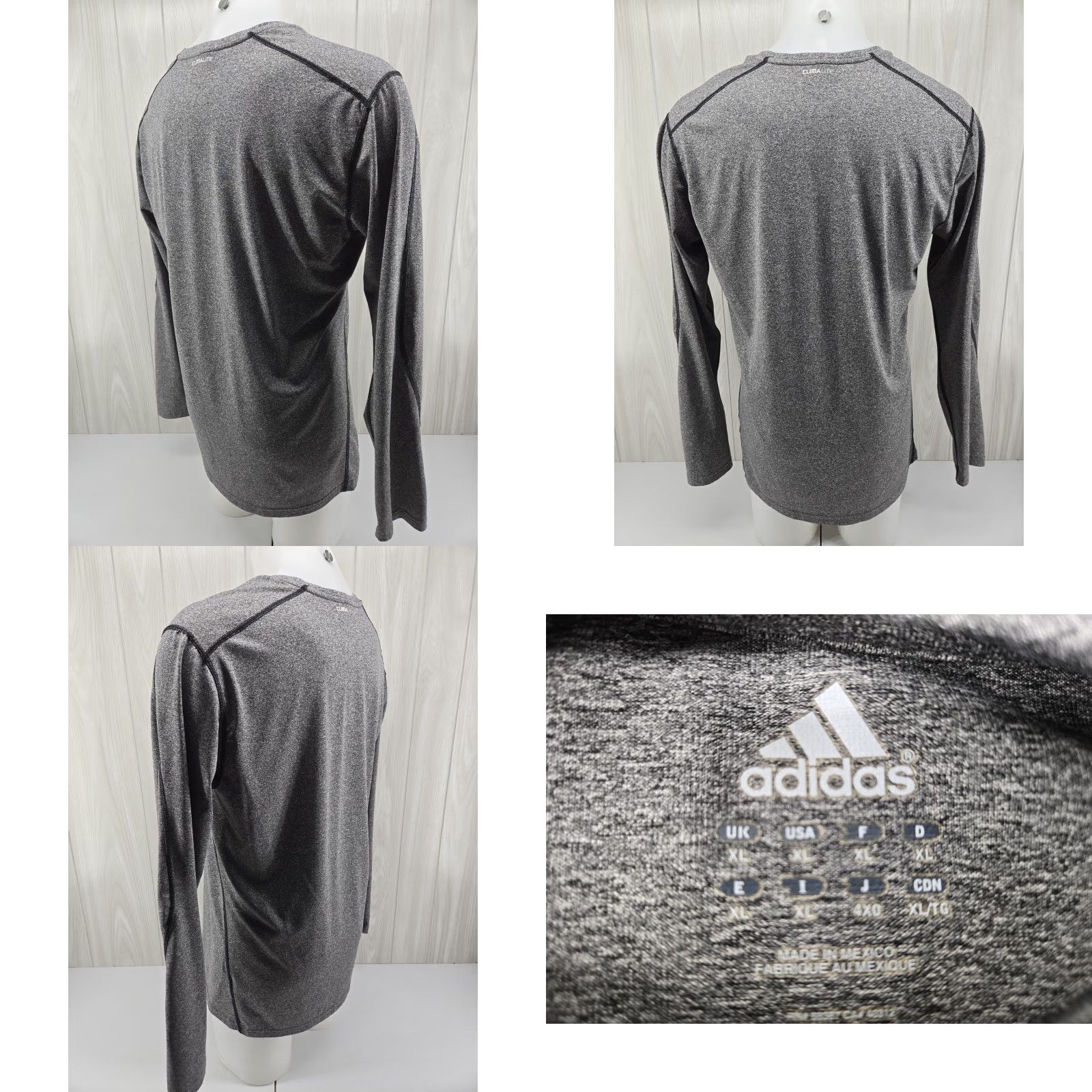 Adidas Adidas Techfit Shirt Men XL Gray Long Sleeve Performance Stretch Climalite Size US XL / EU 56 / 4 - 8 Thumbnail