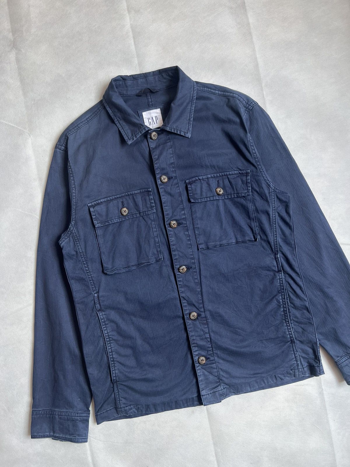 Gap Gap Double Pocket Hickory Stripe Button Up Military Style Size US XS / EU 42 / 0 - 6 Thumbnail