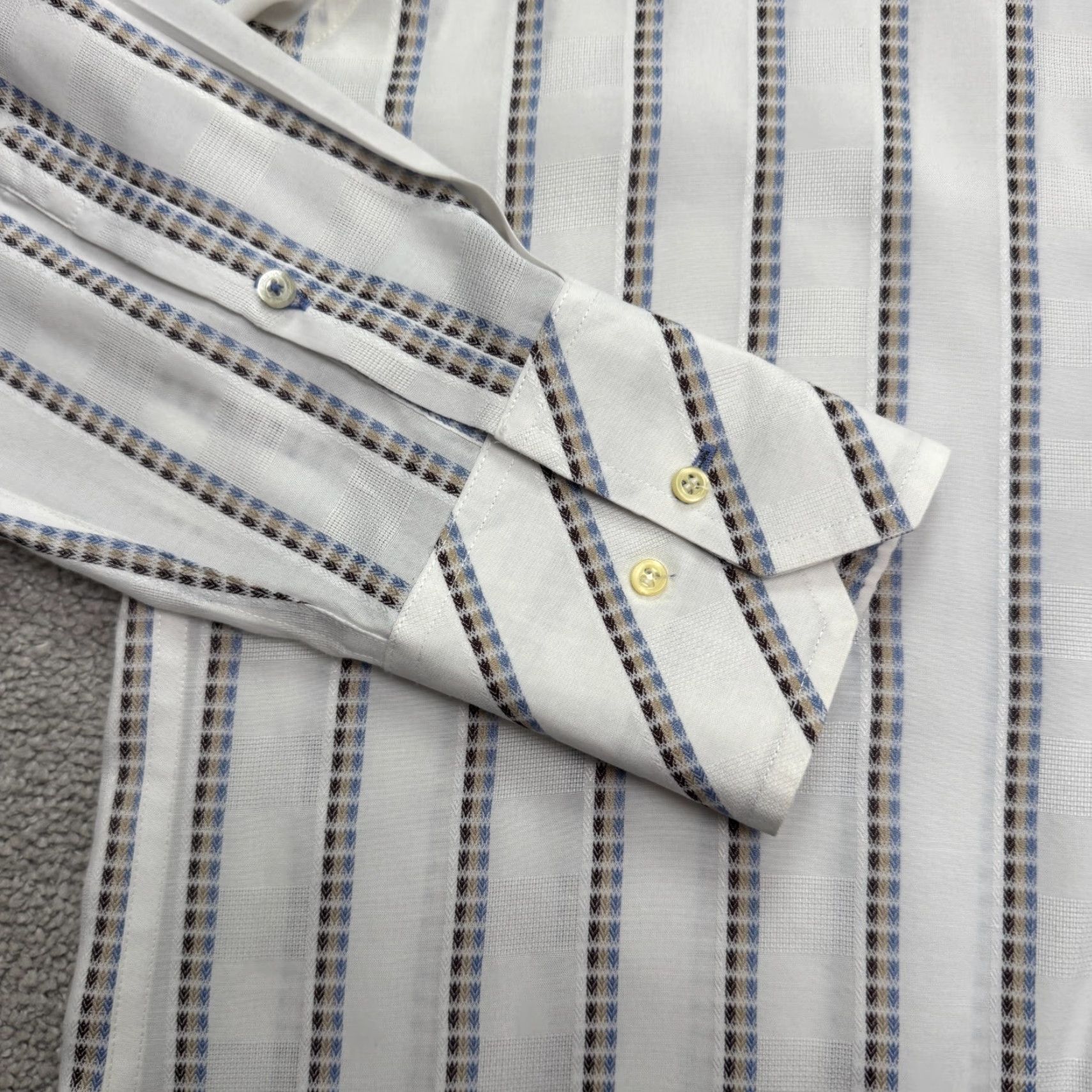 Ben Sherman Ben Sherman Shirt Mens White Blue Striped Button-Down (Regular) M Size US M / EU 48-50 / 2 - 5 Thumbnail
