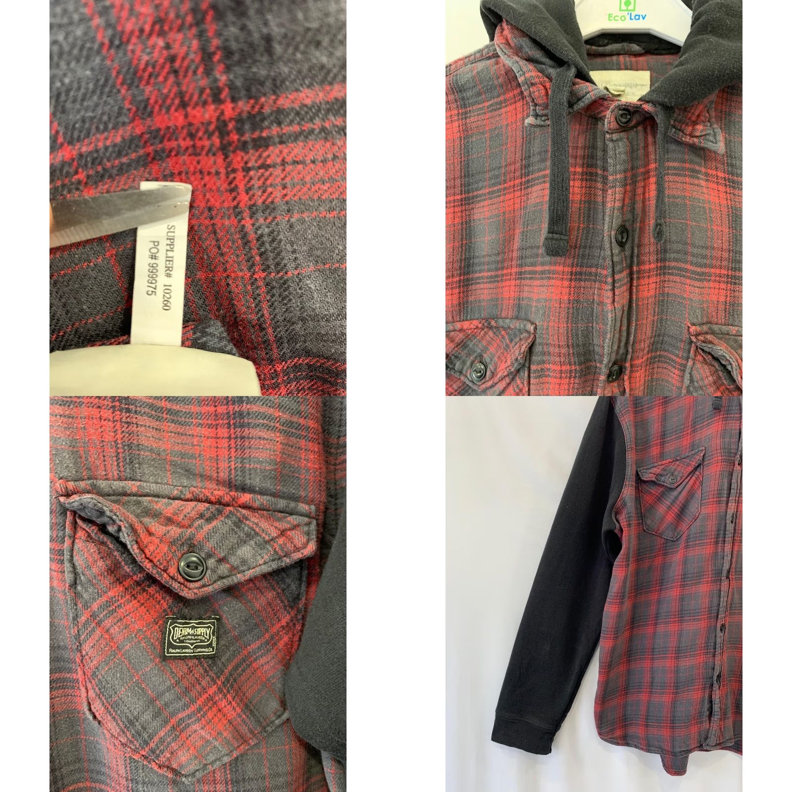 Ralph Lauren Ralph Lauren Denim & Supply Plaid Hooded Flannel Shirt Jacket Black Red L Men’s Long Sleeve Button-Up Hoodie Capable of Layering Size US L / EU 52-54 / 3 - 8 Thumbnail