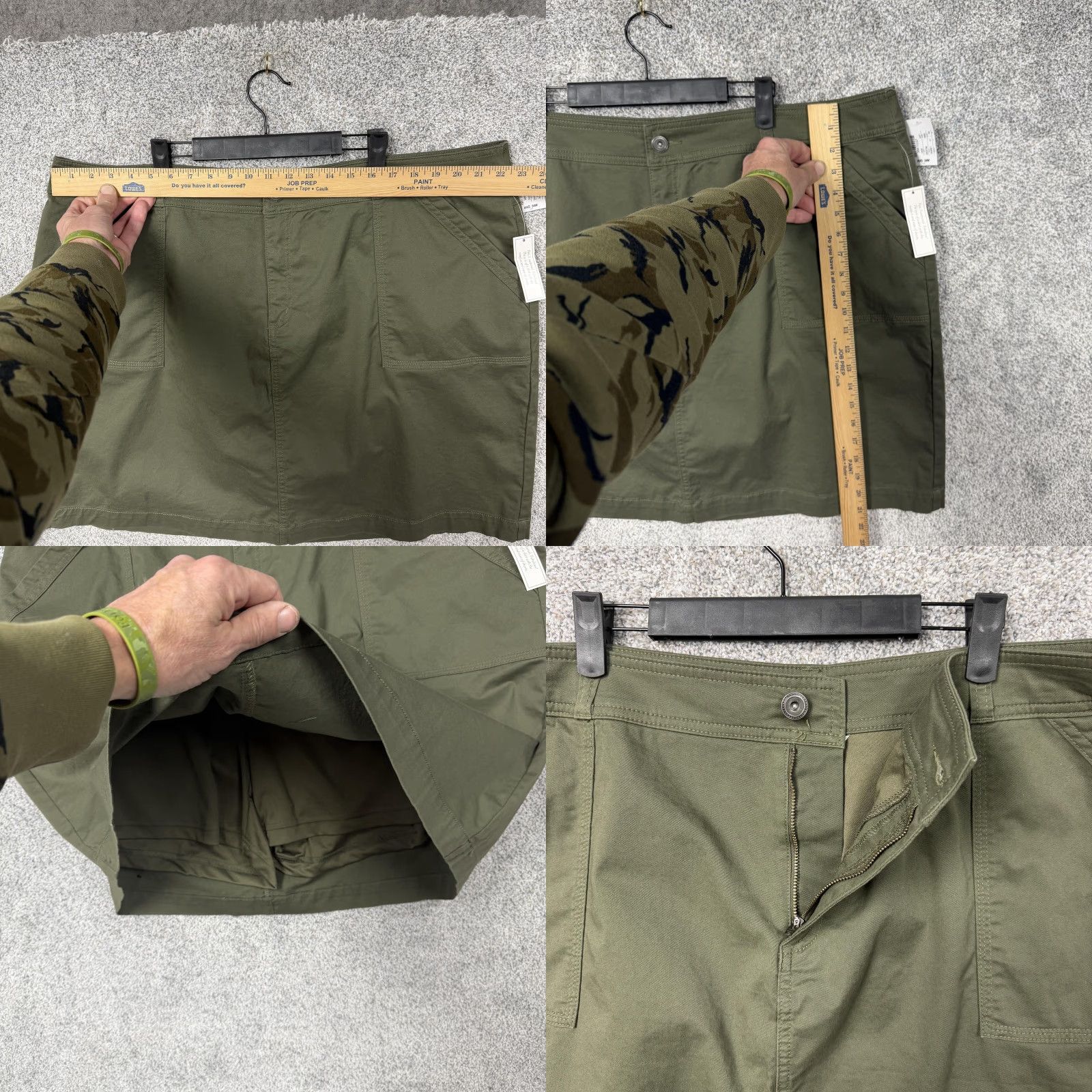 Vintage CJ Banks Skort Women 24W Plus Green Twill Pockets Knee Length Skirt Lined Stretch Casual Travel Vintage No Size 42" / US 20 - 8 Thumbnail