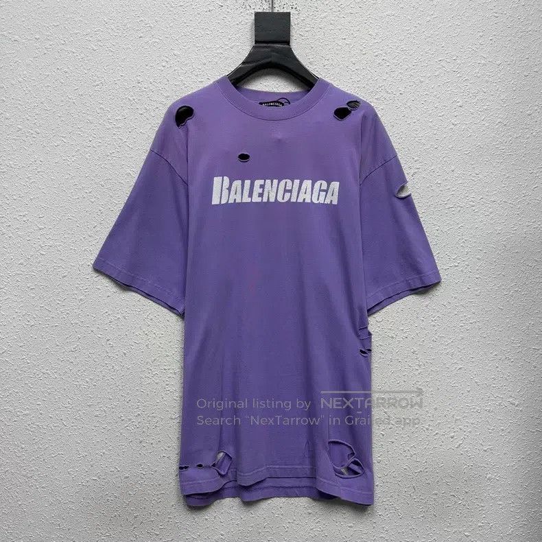 Balenciaga Balenciaga Ripped Distressed Logo Short Sleeve Size US XXS / EU 40 - 1 Thumbnail