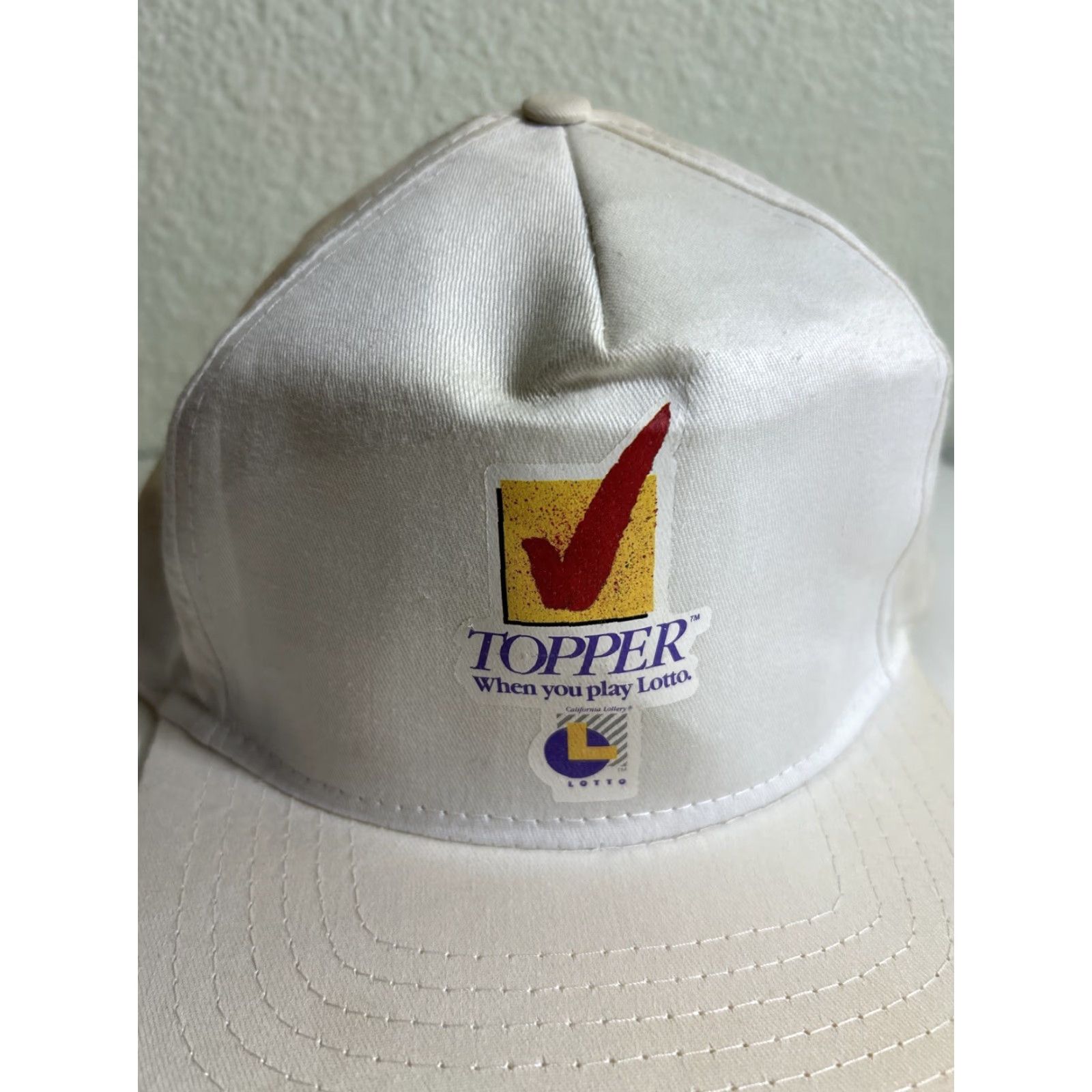 Vintage VINTAGE California Lottery SnapBack Hat White “topper When You Play Lotto” Sportcap Men Adjustable White Hat Mens Size ONE SIZE - 3 Thumbnail