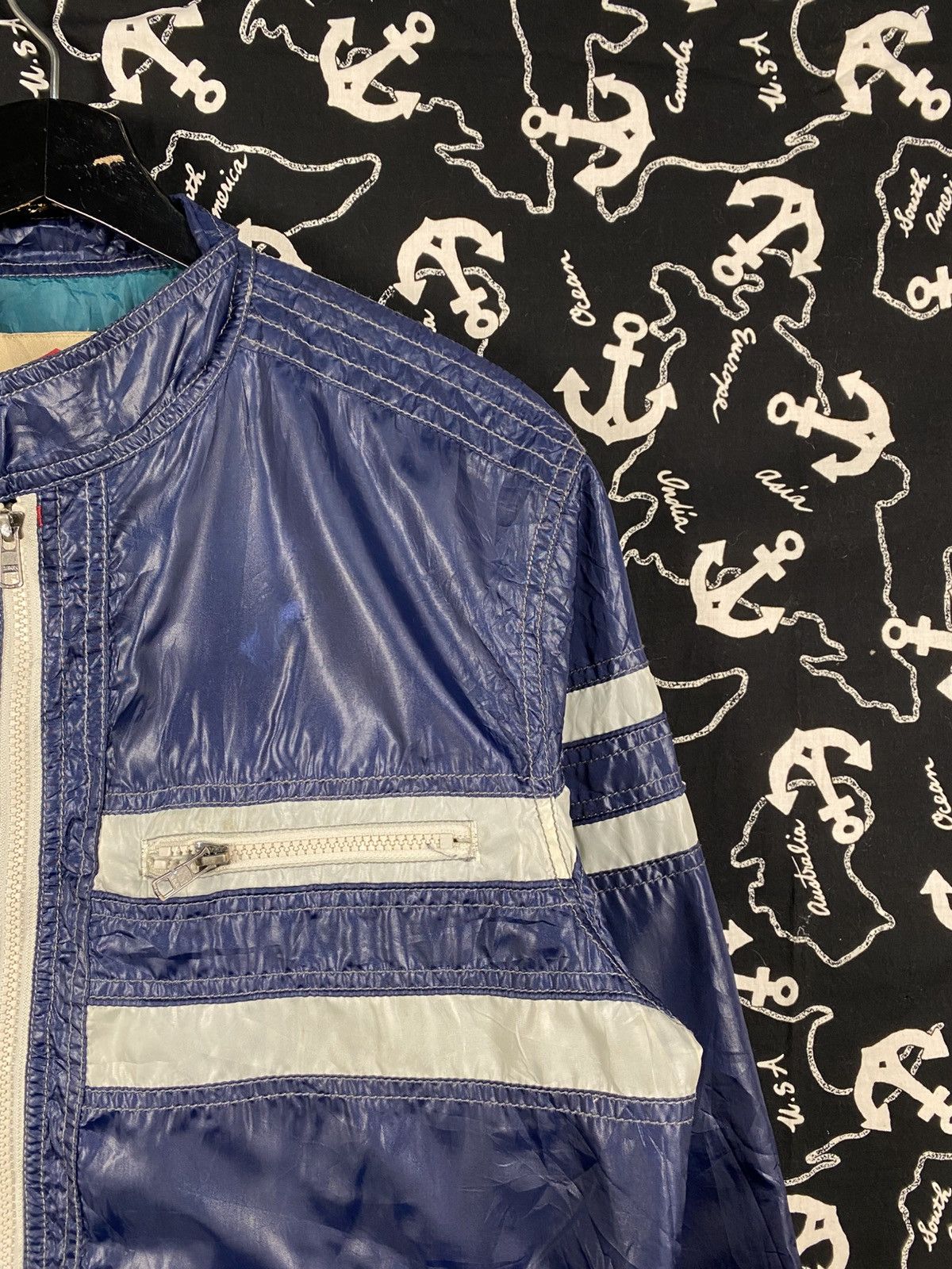 Vintage Vintage BALL Nylon Racing Jacket Blue Reflective Stripe Size US L / EU 52-54 / 3 - 10 Thumbnail