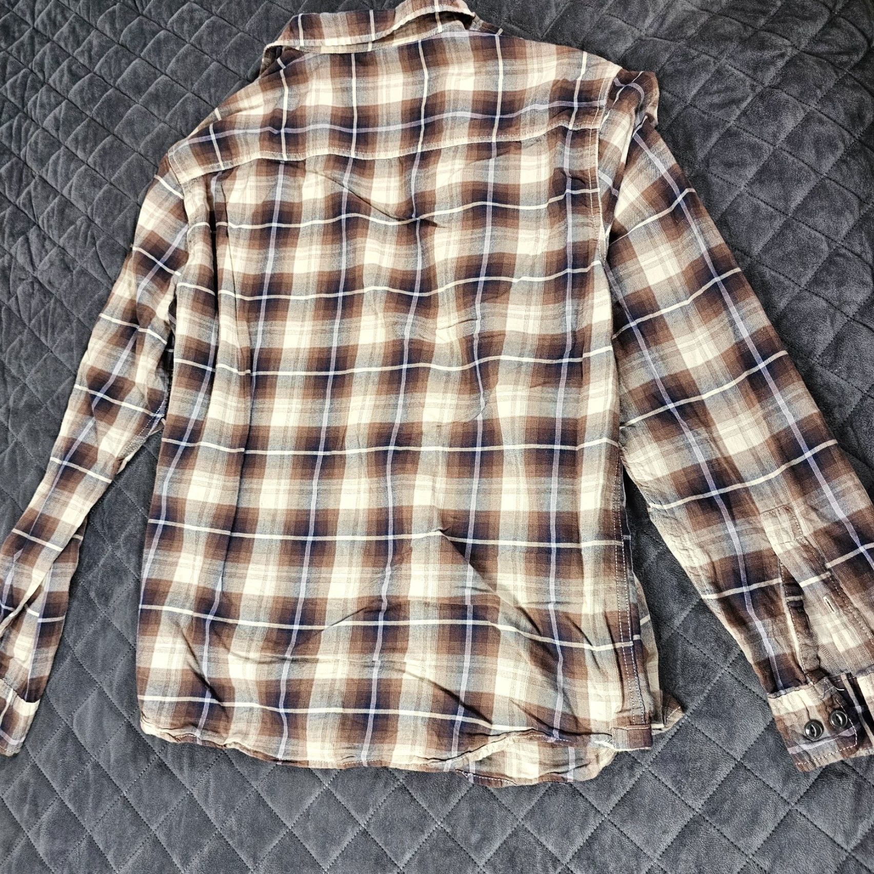 Vintage Brooklyn Calling NYC Button Up Shirt Mens XL Brown White Long Sleeve Plaid Size US XL / EU 56 / 4 - 7 Thumbnail