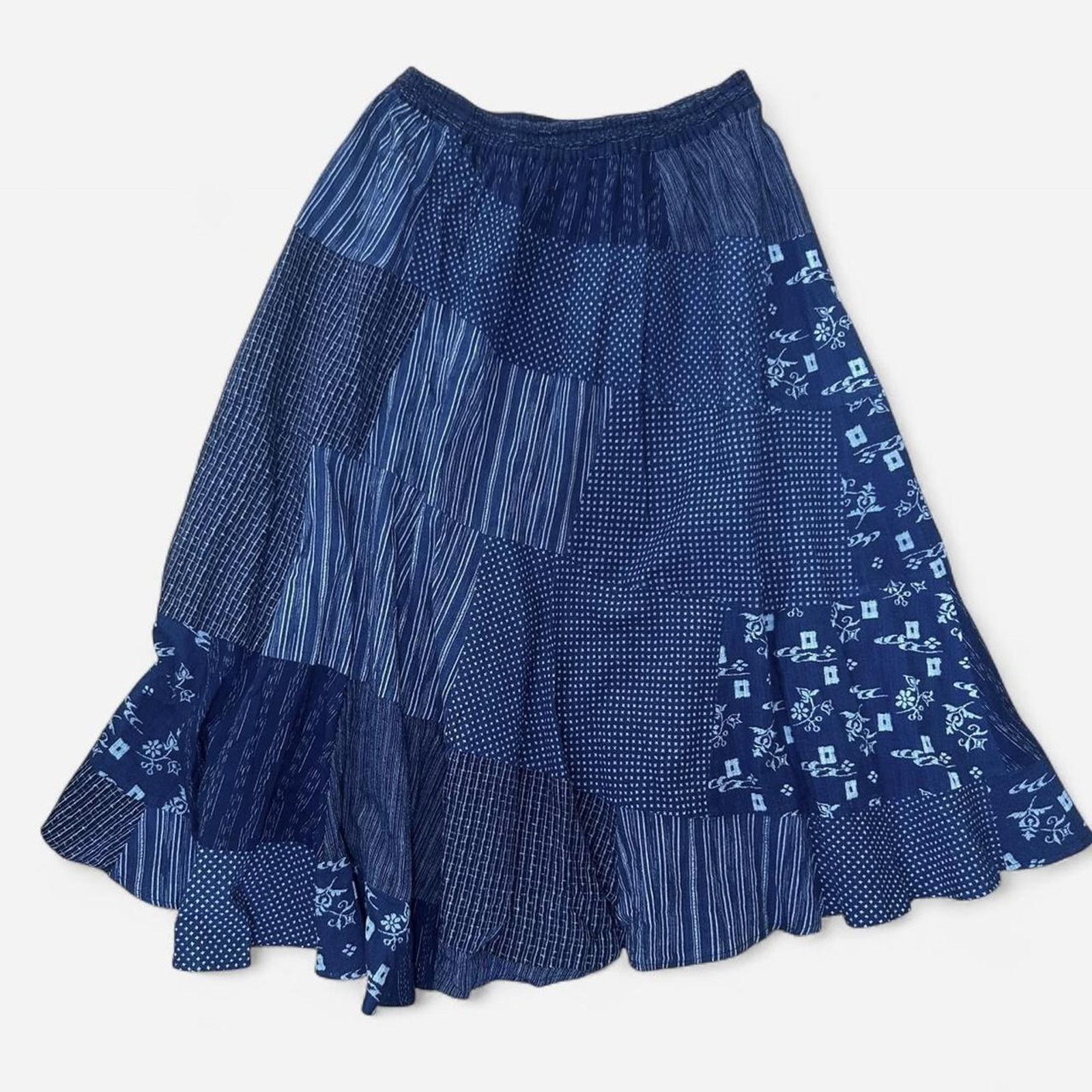 Vintage Vintage blue patchwork hippie skirt Size 26" / US 2 / IT 38 - 2 Thumbnail