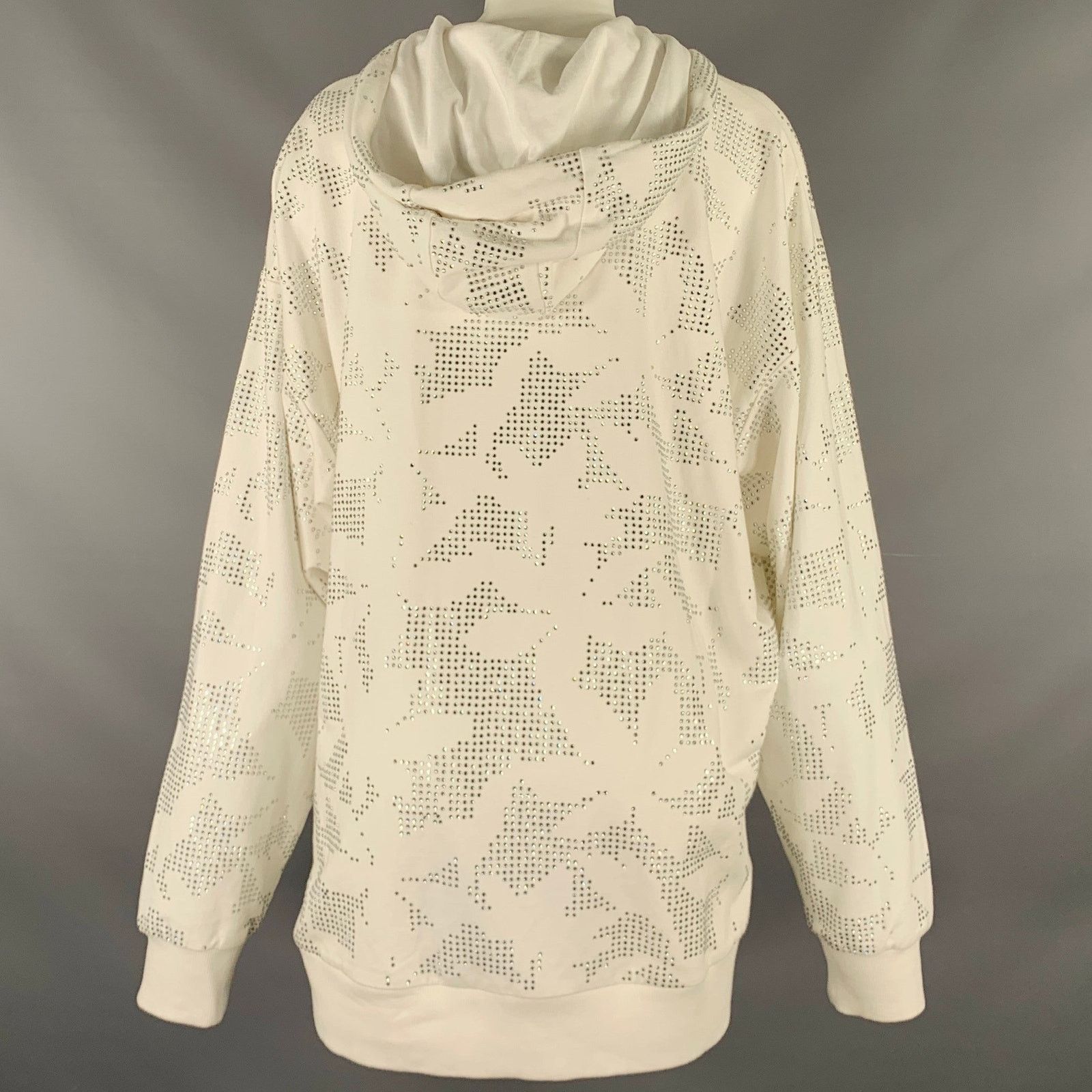 Other S White Silver Cotton Floral Rhinestone Hooded Sweater Size S / US 4 / IT 40 - 4 Thumbnail