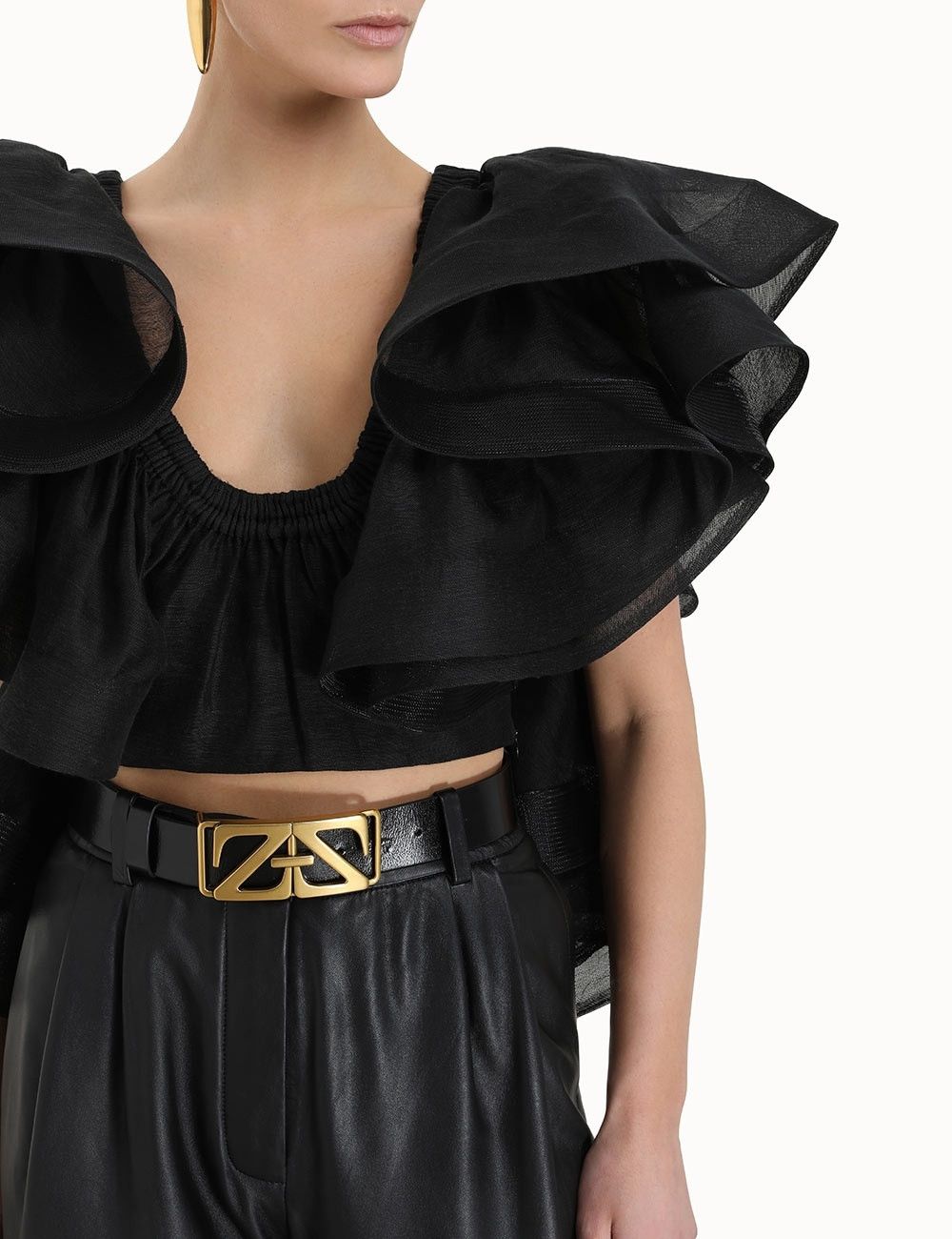 Zimmermann oc11z0425 Sensory Frill Bodice Blouse in Black Size XL / US 12-14 / IT 48-50 - 7 Thumbnail