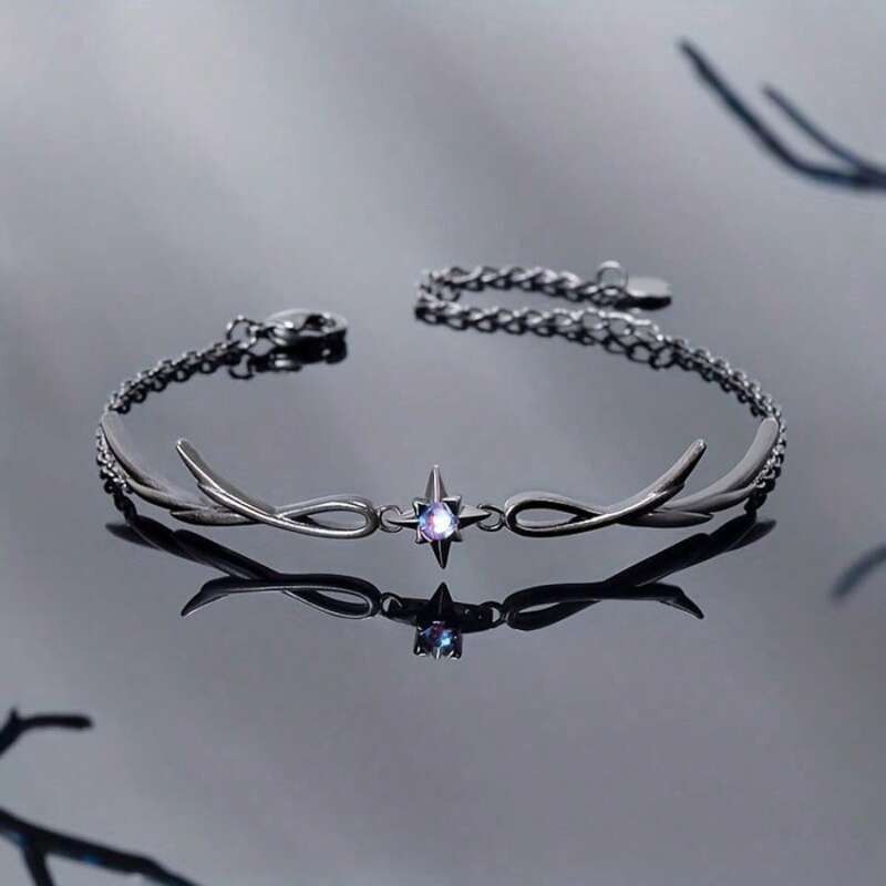 Archival Clothing x Jewelry Vintage 2000S Style Black Silver Y2K Bracelet Opium, Men's