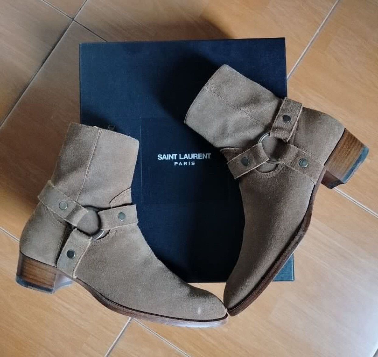 Saint Laurent Paris × Yves Saint Laurent Saint Laurent Ysl Wyatt Harness Suede Boots Size US 8 / EU 41 - 4 Thumbnail
