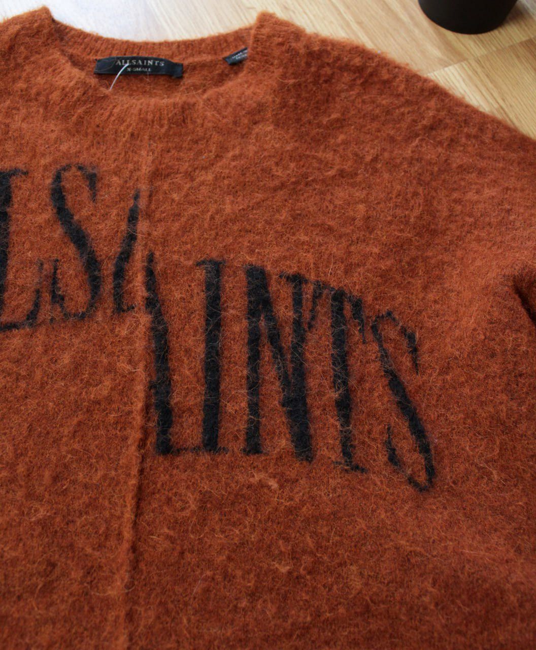 Allsaints × Vintage 🔥 Allsaints Alpaca Wool Blend Split Crew Logo Jumper Sweater Size XS / US 0-2 / IT 36-38 - 6 Thumbnail