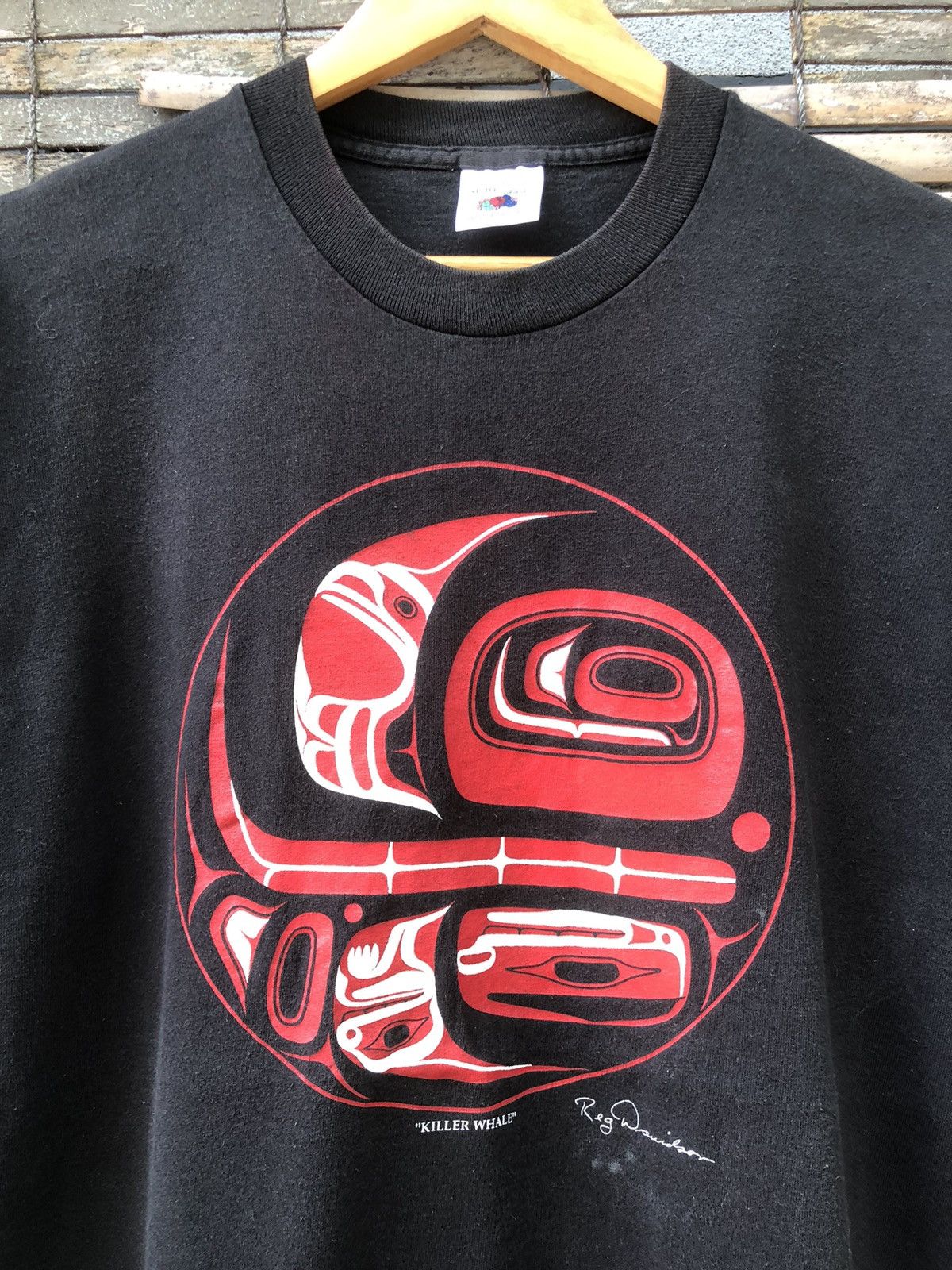 Fruit Of The Loom × Vintage Vintage 90s Sunfaded Killer Whale By Reg Davidson Art Tee Size US XL / EU 56 / 4 - 2 Thumbnail