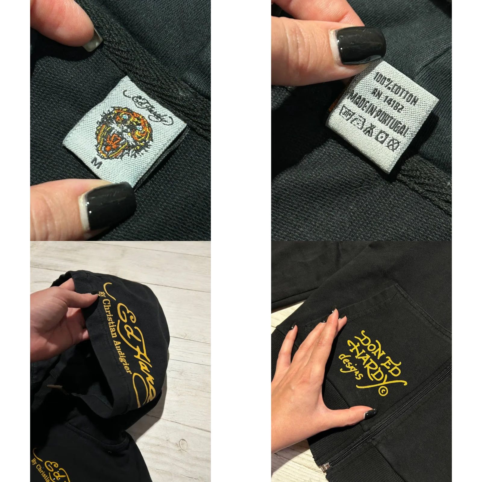 Ed Hardy VINTAGE Ed Hardy By Christian Audigier Hoodie Y2K Full Zip Women Size S Black Size S / US 4 / IT 40 - 8 Thumbnail