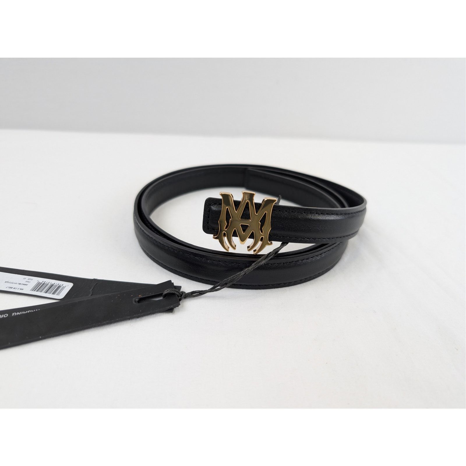 Amiri o1rshd1 Q:3 / Size: 95cm / MA 2 Cm Belt in Gold/Black Size 38 - 3 Thumbnail