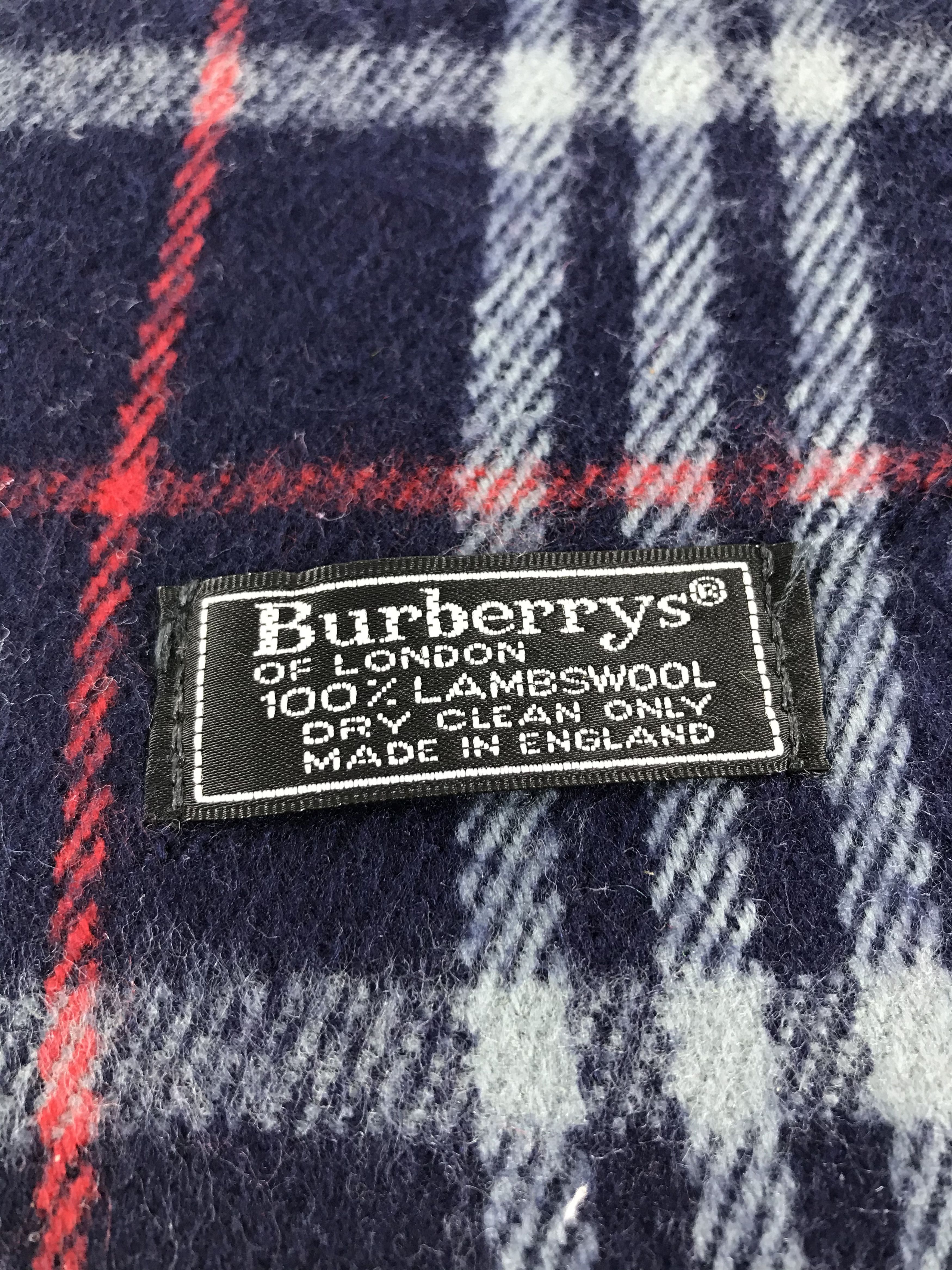 Burberry Burberrys Nova Check Blue Wool Scarf Muffler V463 Size ONE SIZE - 4 Thumbnail