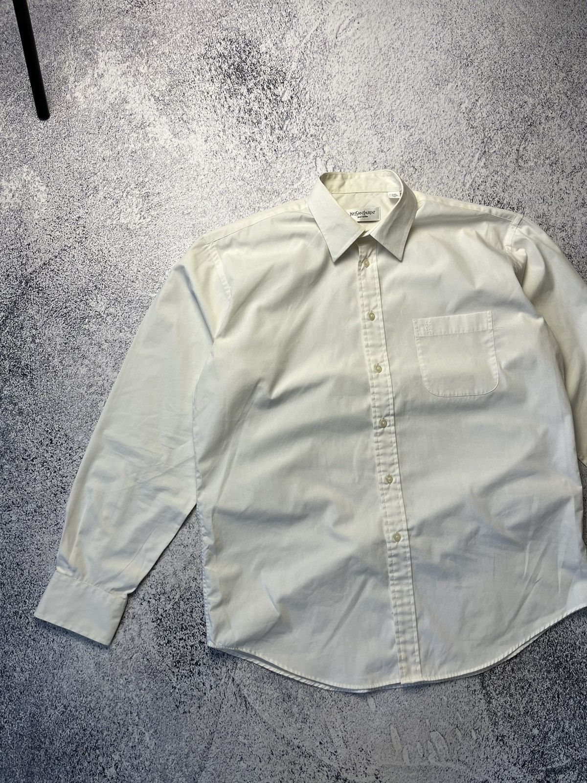 Yves Saint Laurent Shirt Yves Saint Lauren Vintage Mini Logo Button Up White Size US M / EU 48-50 / 2 - 2 Thumbnail