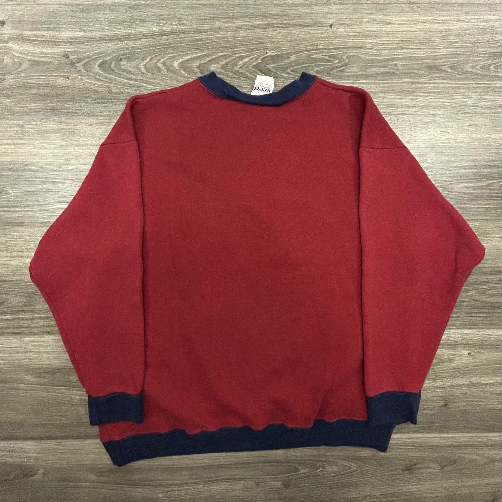 Guess VINTAGE GUESS Sweatshirt Mens Large Burgundy Crewneck Made in USA 90s Graphic Print Logo Pullover Knit Cotton Red Reg Mens Size US L / EU 52-54 / 3 - 2 Thumbnail