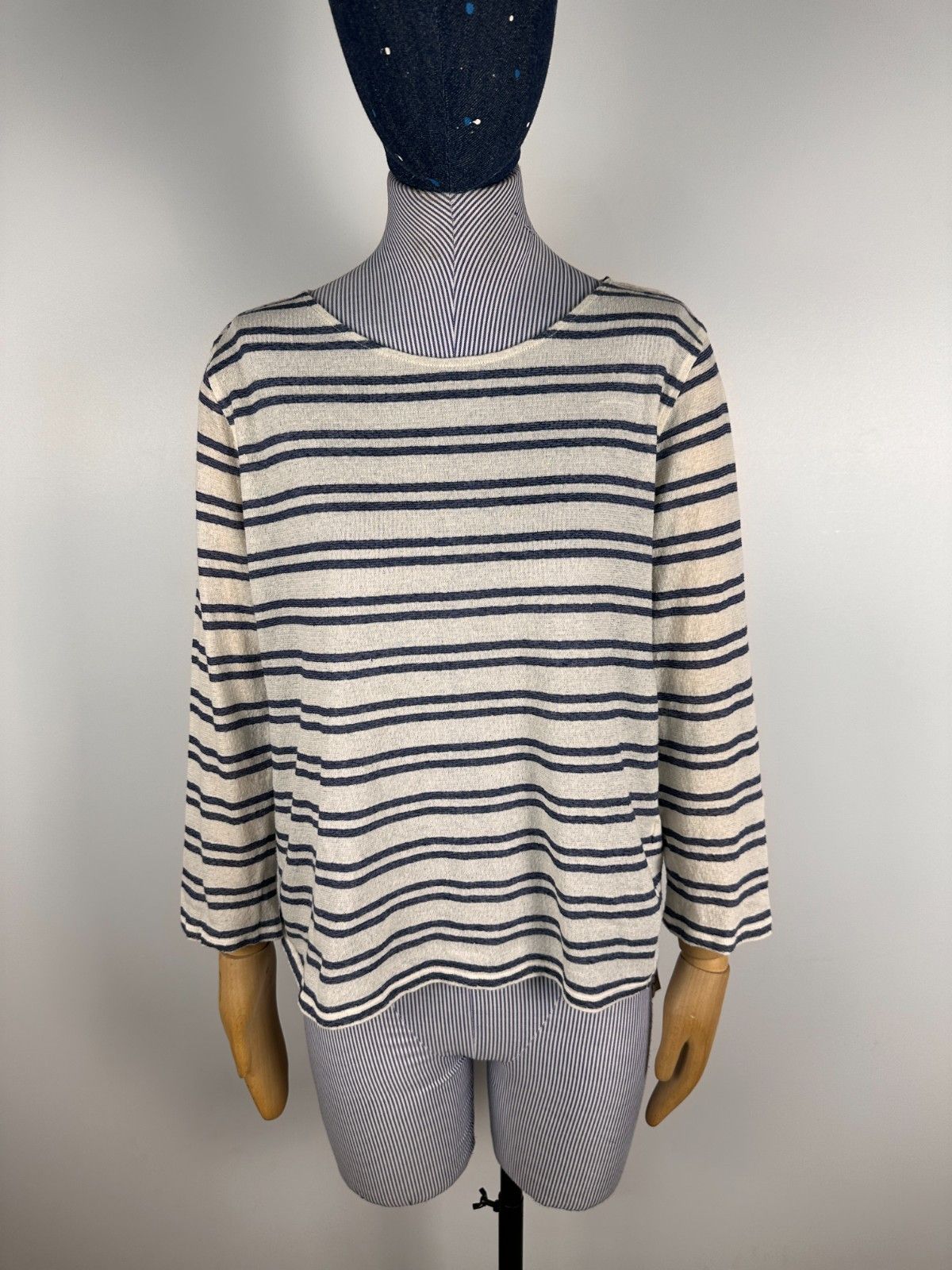 A.P.C. Women's A.P.C. Striped Linen Long Sleeve T-Shirt Size L Size L / US 10 / IT 46 - 1 Thumbnail