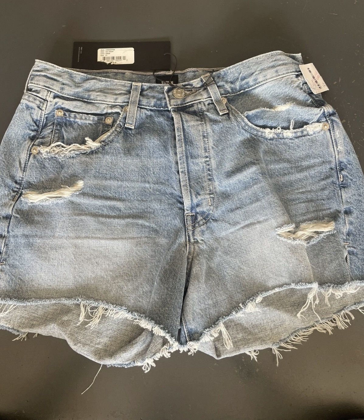 Nordstrom Cai High Waist Distressed Denim Cutoff Shorts Size US 27 - 1 Thumbnail