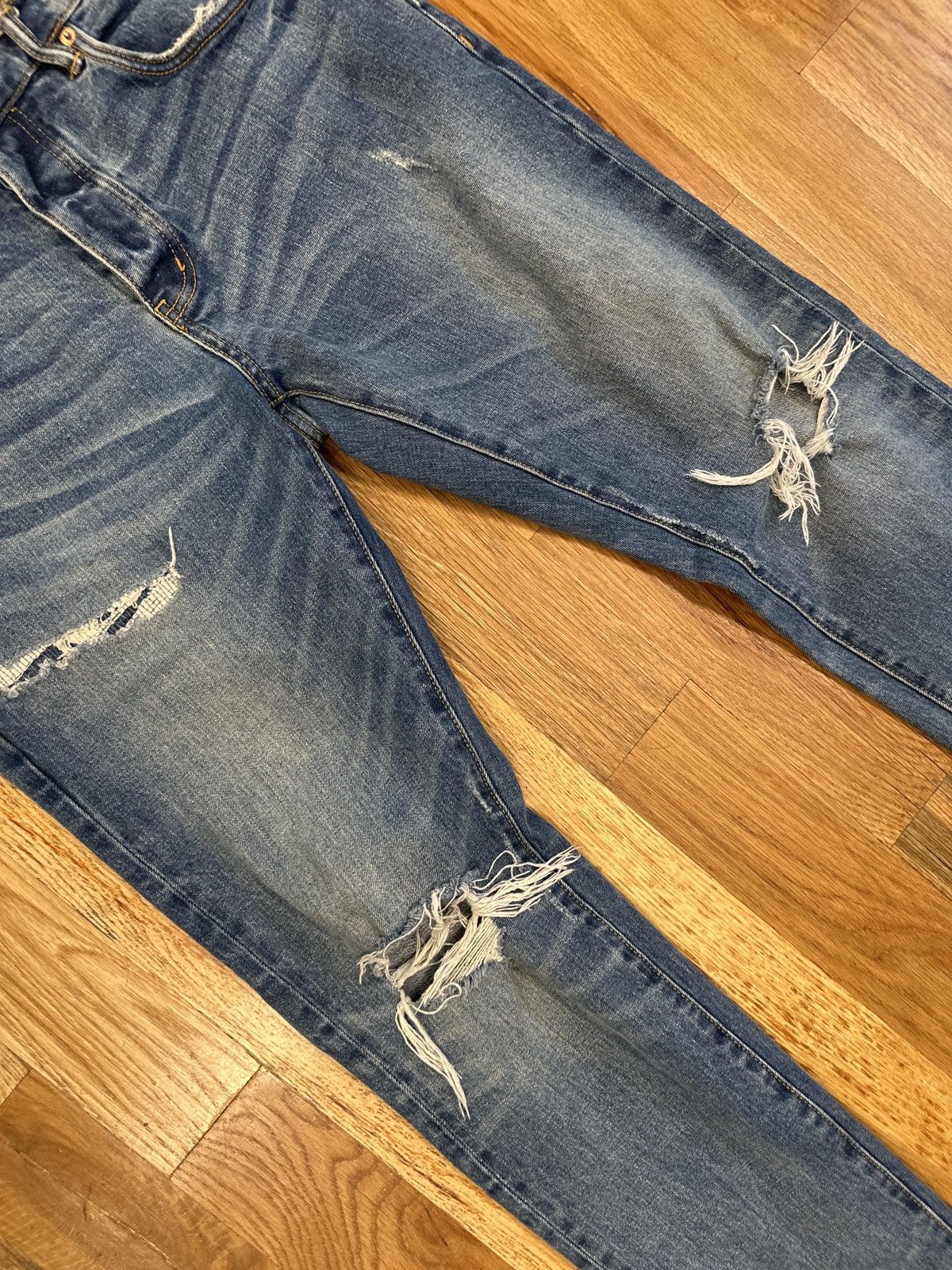 Purple Brand Purple Brand Knee Rip Distressed Blue Denim Jeans Sz 34 Size US 34 / EU 50 - 3 Thumbnail