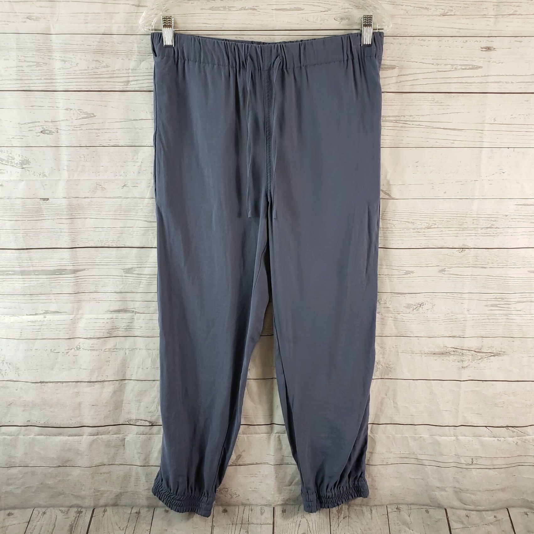 Madewell Madewell Womens Drawstring Track Trousers Medium Blue Viscose High Rise Pants Womens Size 32" / US 10 / IT 46 - 2 Thumbnail