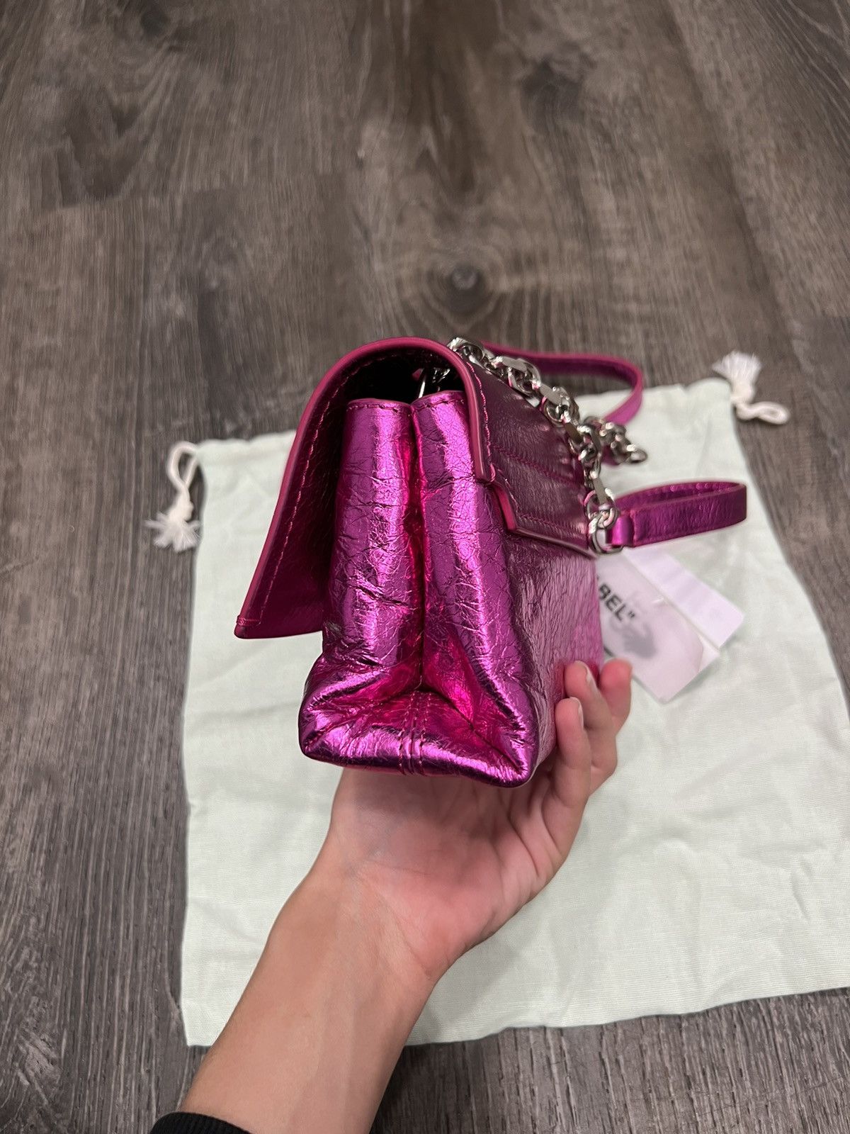 Off-White Off-White Laminate Small Metallic Shoulder Bag Fuchsia New Size ONE SIZE - 8 Thumbnail