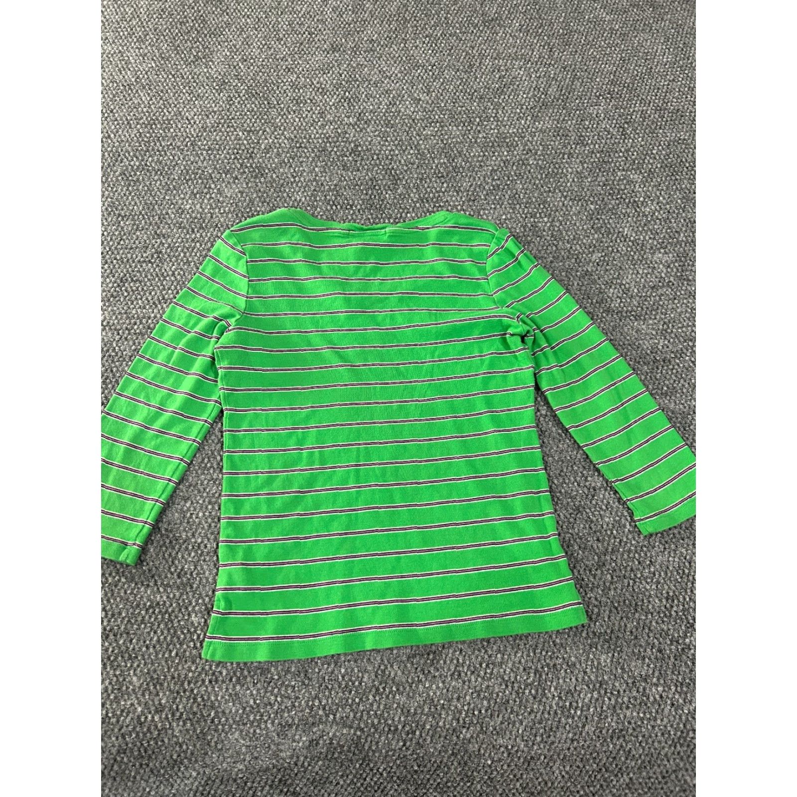 Ralph Lauren Lauren Ralph Lauren Blouse M Green Striped Cotton Pullover Button Sleeve Length Long Round Neck Casual Women’s Regular Fit Vintage: No Size M / US 6-8 / IT 42-44 - 6 Thumbnail