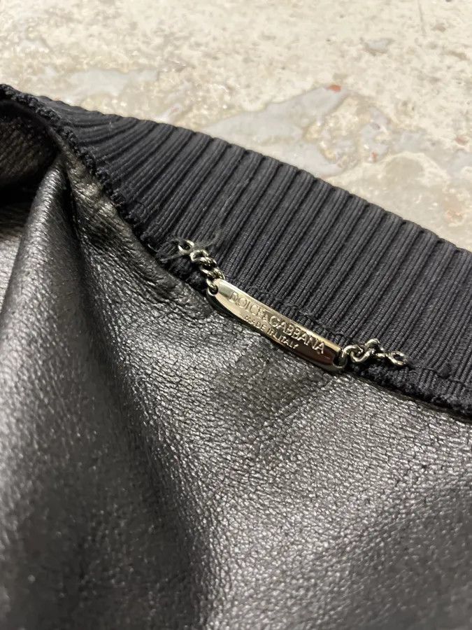 Dolce & Gabbana 2000s Dolce & Gabbana Pure Black Leather Bomber Jacket Size US M / EU 48-50 / 2 - 10 Thumbnail