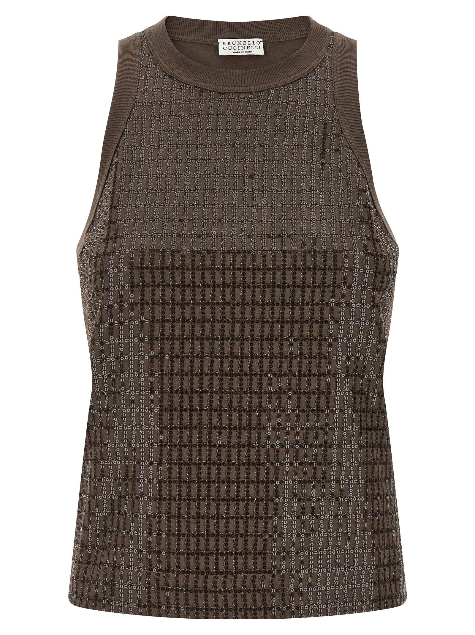 Brunello Cucinelli 'Dazzling Check Embroidery' Top Size XL / US 12-14 / IT 48-50 - 1 Thumbnail