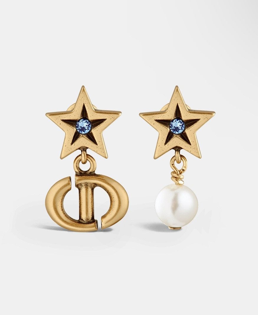 Dior DIOR LUCKY CHARMS STUD EARRINGS Antique Gold-Finish Metal Size ONE SIZE - 3 Thumbnail
