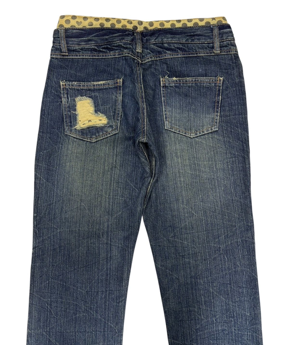 If Six Was Nine Vintage Double Waist Polkadot Mud Wash Distressed Denim Jean Size US 30 / EU 46 - 8 Thumbnail