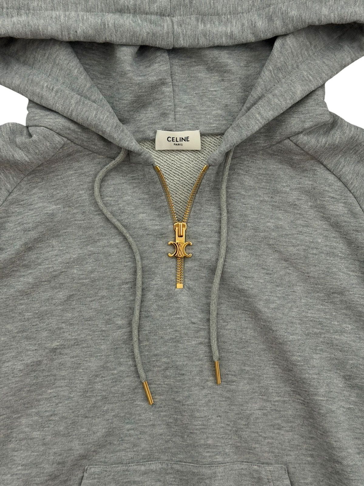 Celine Celine Triomphe Gold Logo Quarter Zip Hoodie Size US S / EU 44-46 / 1 - 2 Thumbnail