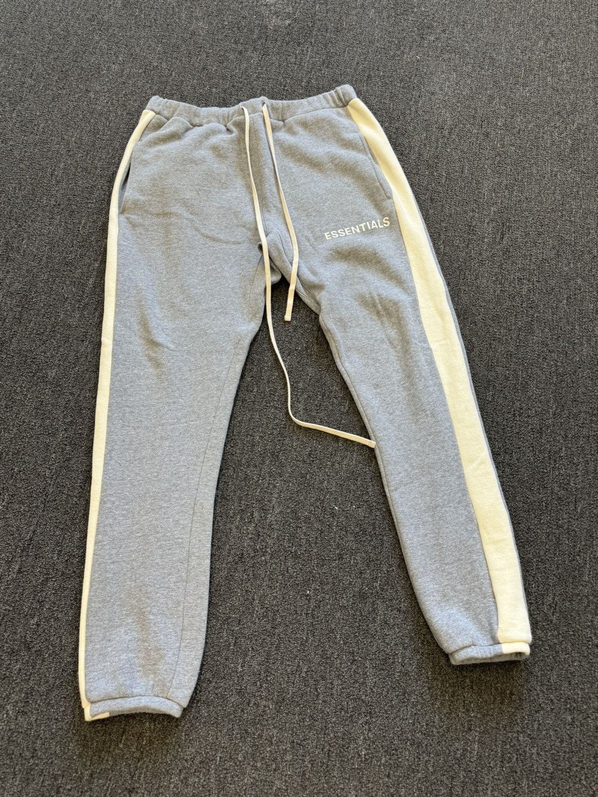 FOG FOG ESSENTIALS GREY CREAM STRIPE SWEATPANTS SIZE LARGE | Grailed