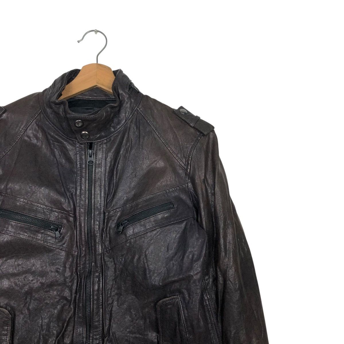Vintage 🔥VINTAGE LEATHER JACKET NATIONALITY+ NAME GROSBEC CAFE RACER Size US M / EU 48-50 / 2 - 8 Thumbnail