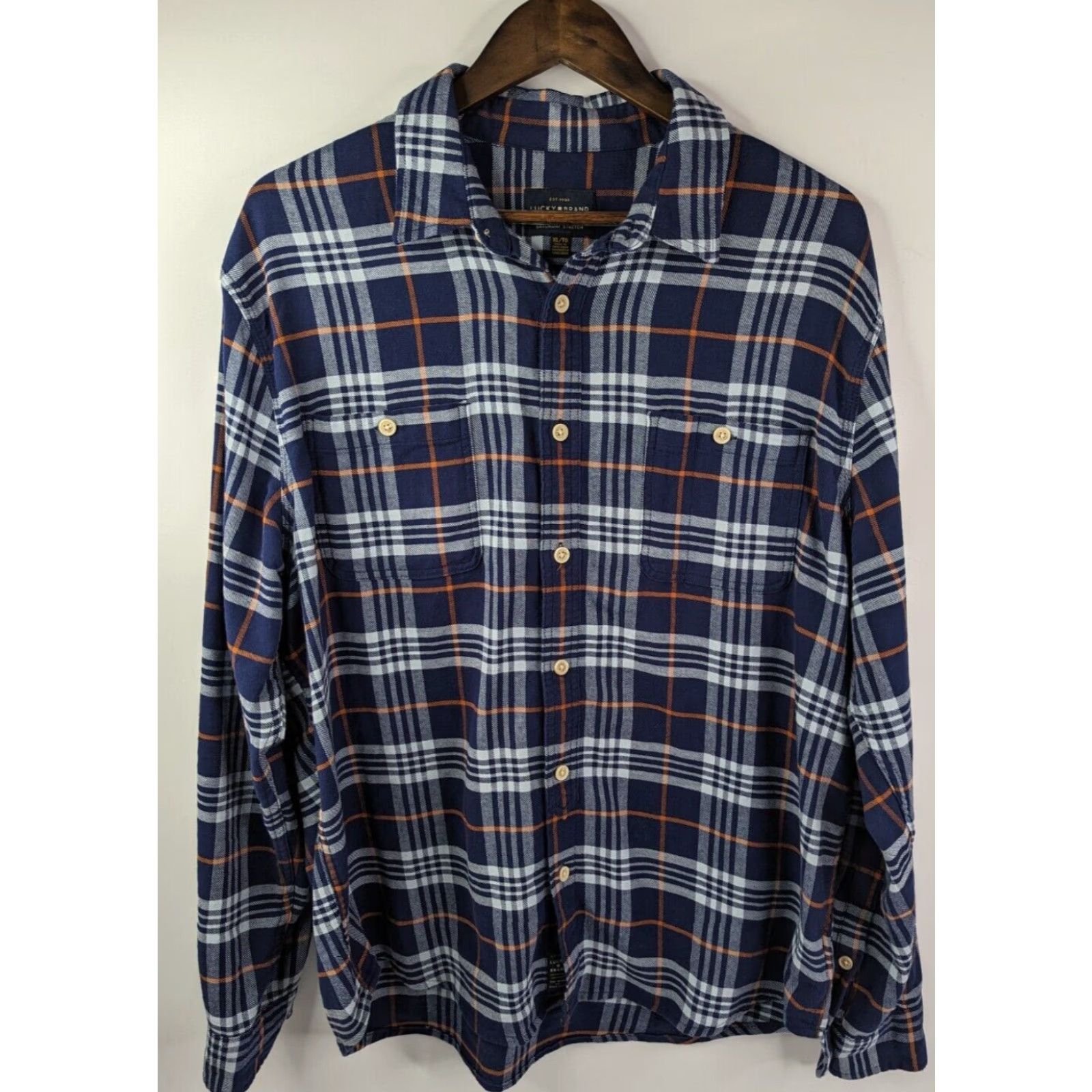 Lucky Brand **Saturday Lucky Brand Blue Plaid Men’s XL Stretch Flannel Shirt** User: Saturday Lucky Brand Blue Plaid Men’s XL Stretch Flannel Shirt Size US XL / EU 56 / 4 - 2 Thumbnail