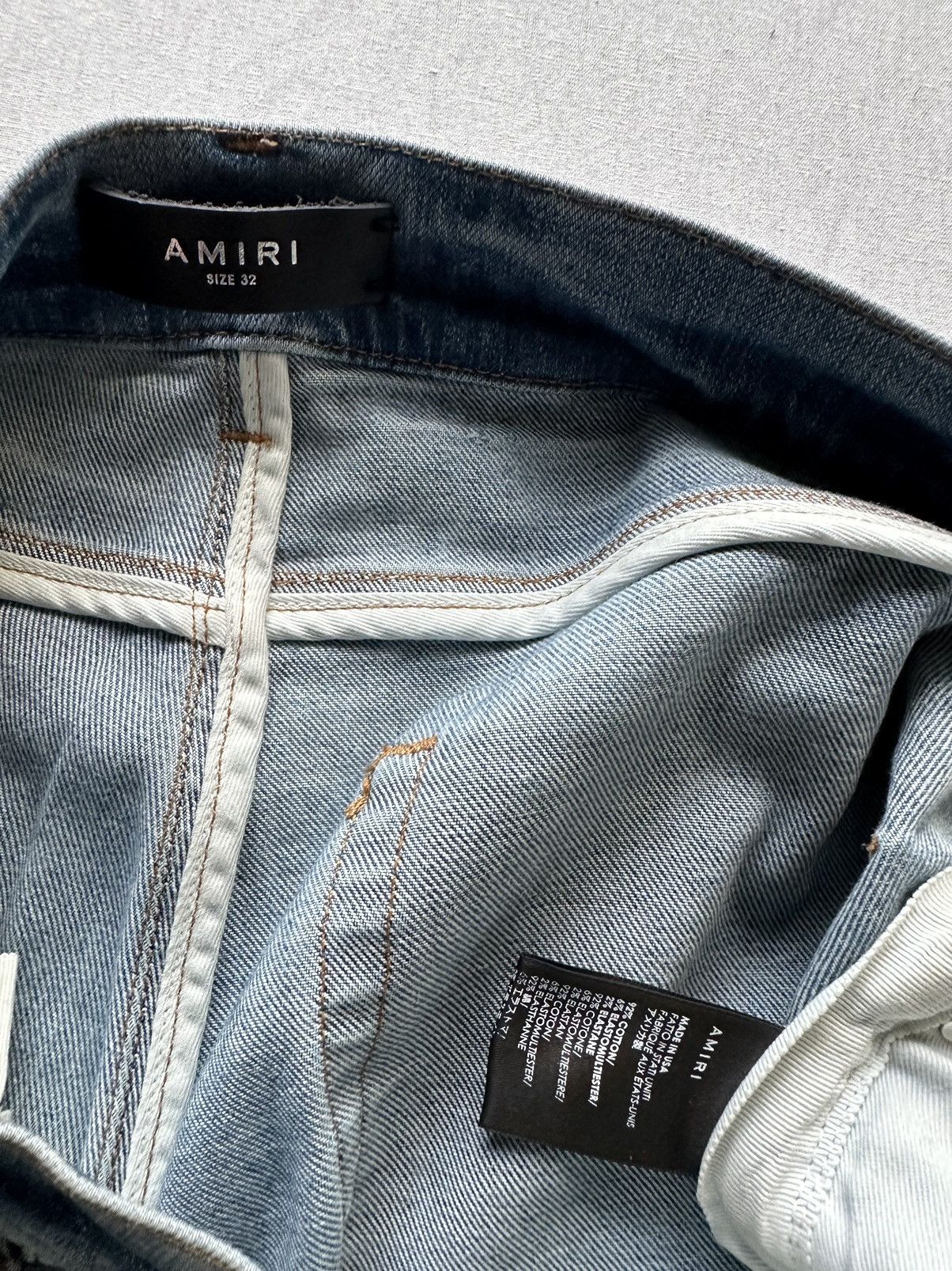 Amiri Amiri Skinny Jeans Blue Slit Knee Denim sz 32 Size US 32 / EU 48 - 7 Thumbnail