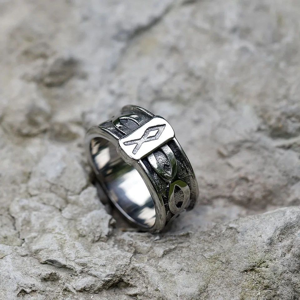 Jewelry × Vintage Odin Viking rune Amulet RING Size ONE SIZE - 3 Thumbnail
