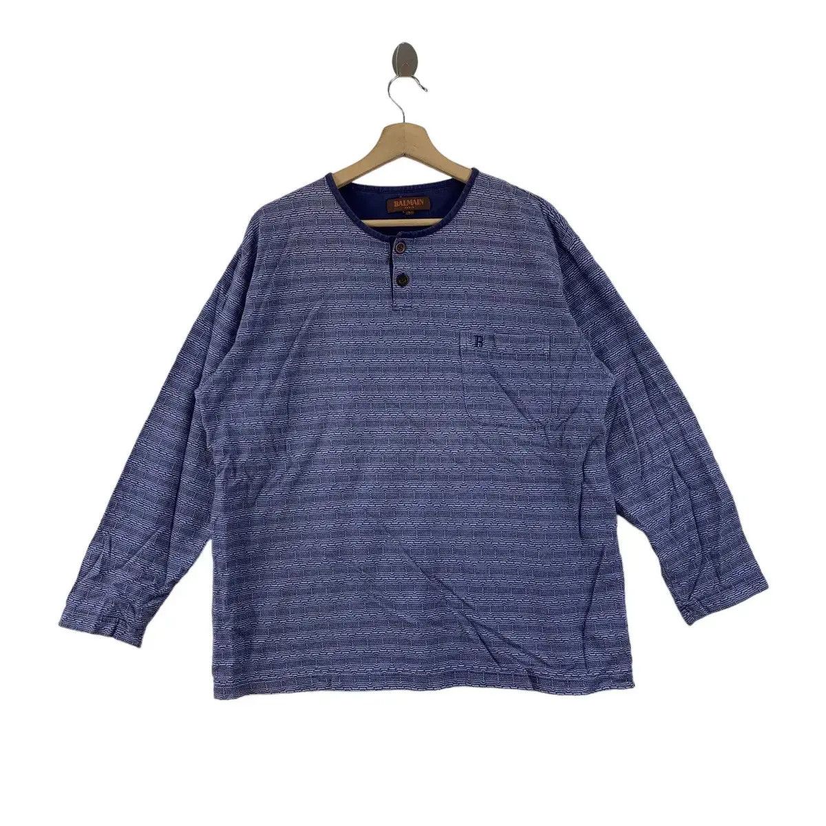 Pierre Balmain Vintage 90’ PIERRE BALMAIN PARIS Monogram Henley Size US L / EU 52-54 / 3 - 1 Thumbnail