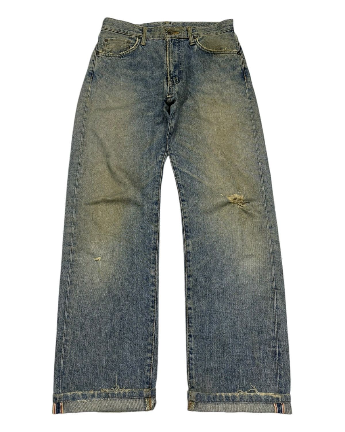Edwin EDWIN 505xx SELVEDGE DISTRESSED DENIM JEANS Size US 30 / EU 46 - 1 Thumbnail