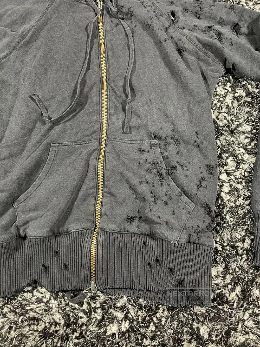 Greg Lauren greg lauren black destroyed zip front hoodie. Size US S / EU 44-46 / 1 - 3 Thumbnail