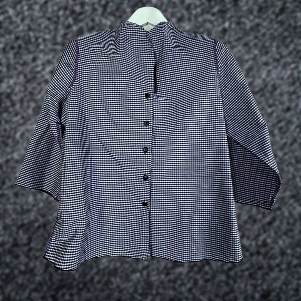Vintage Beluva San Francisco Womens Purple Gingham Button-Up Blouse 3/4 Sleeve Medium Size M / US 6-8 / IT 42-44 - 1 Thumbnail