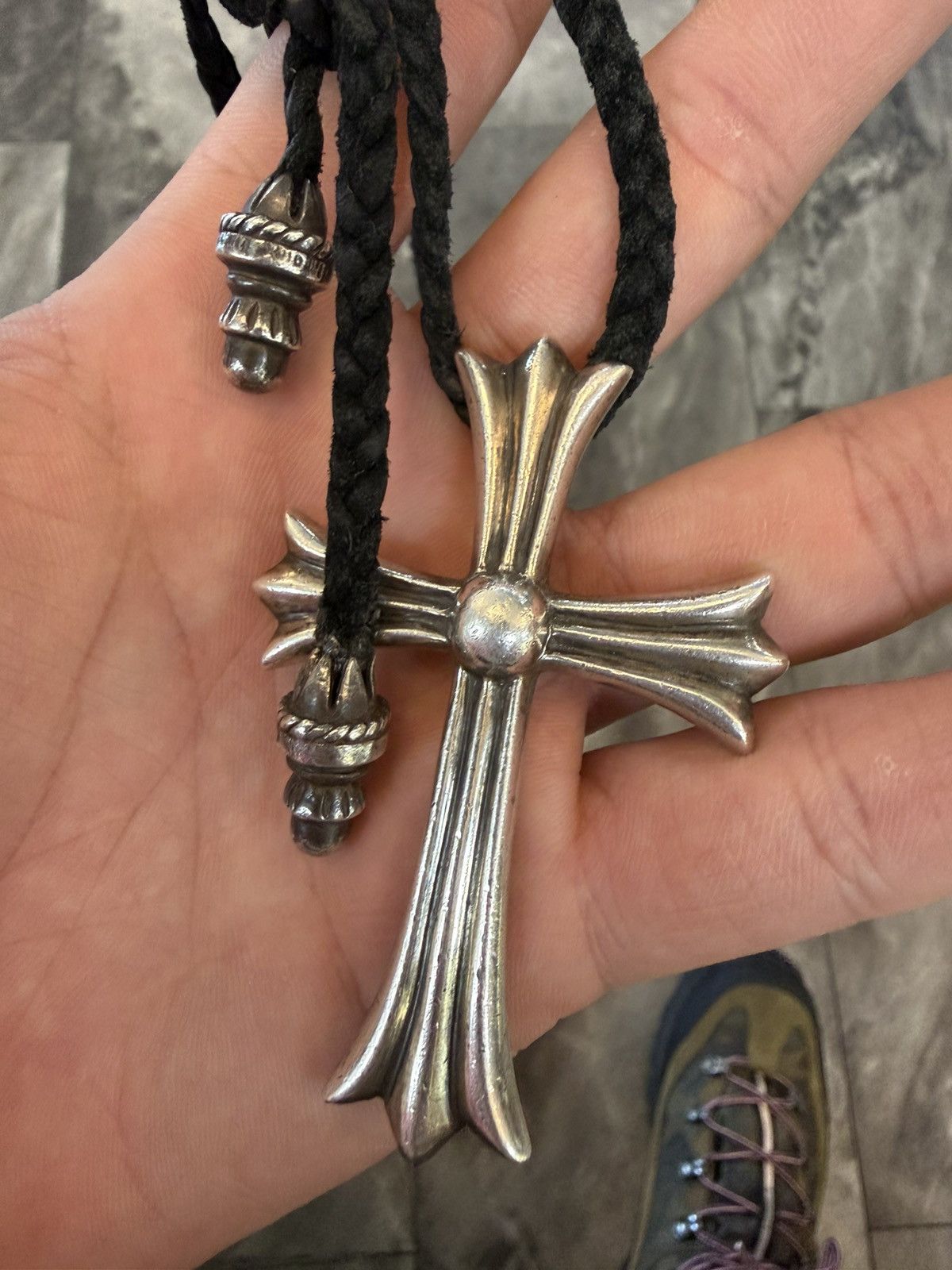 Chrome Hearts Chrome Hearts Large Cross Pendant & Braided Leather Chain Size ONE SIZE - 4 Thumbnail