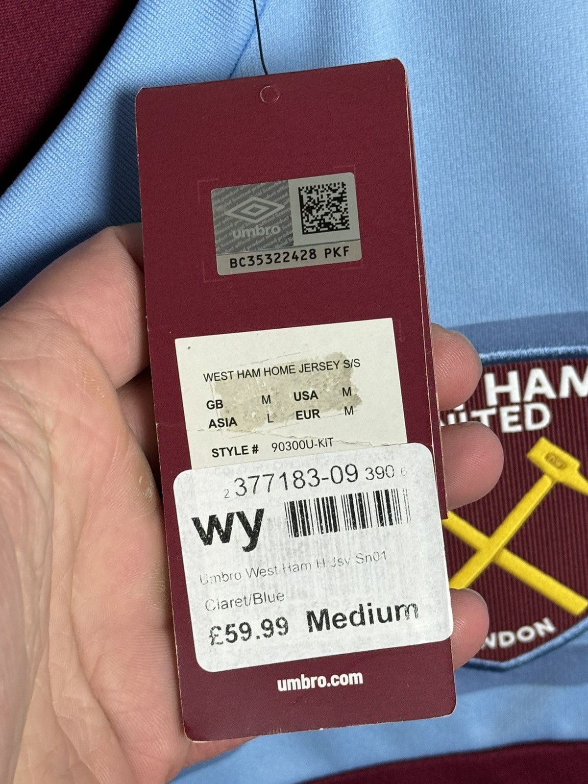 Umbro New West Ham United 19/20 Home Football Jersey Size US M / EU 48-50 / 2 - 13 Thumbnail