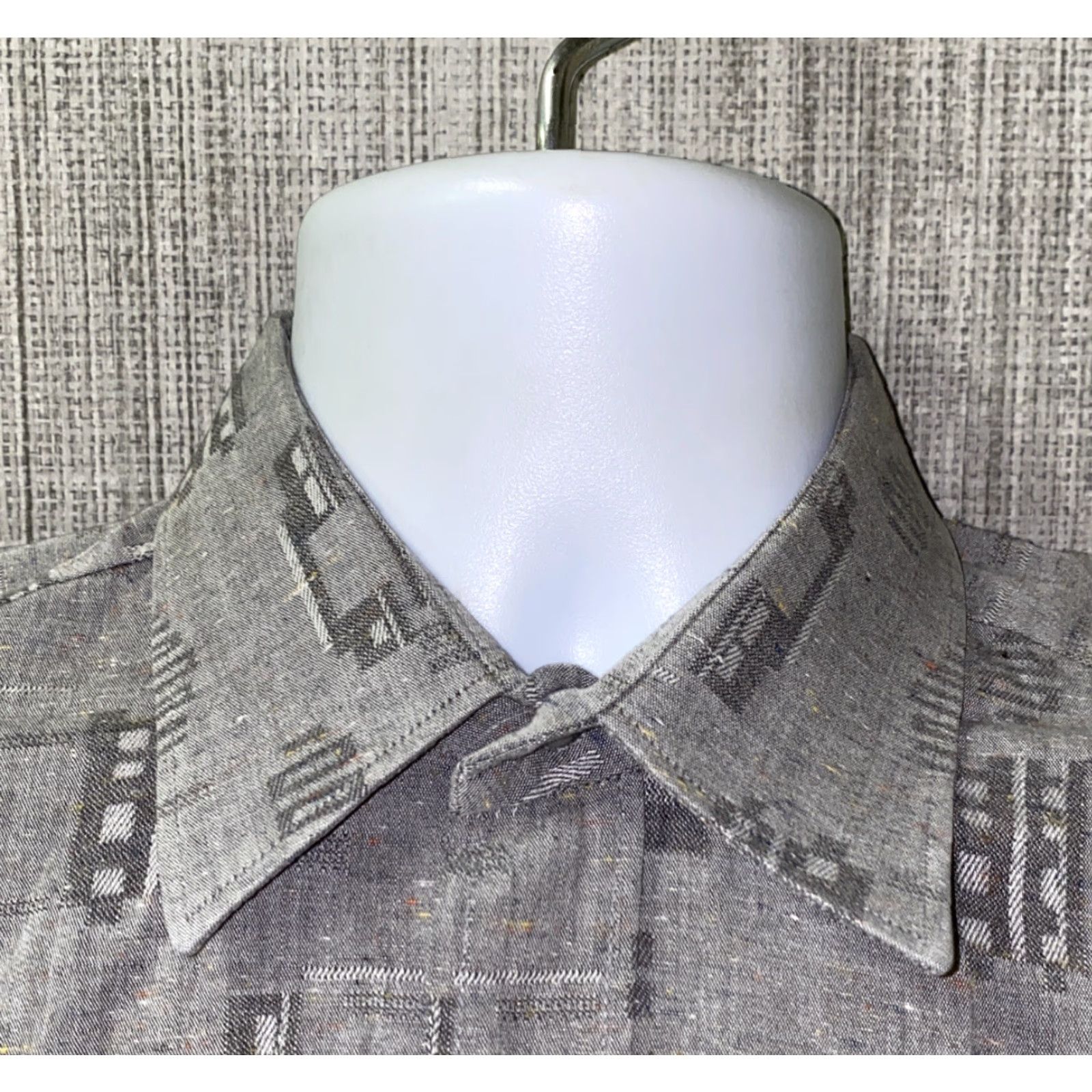 Vintage Figara Shirt Men Long Sleeve Button-Up Gray M Regular Collar Down French Made Cotton Blend Button Front Size US M / EU 48-50 / 2 - 3 Thumbnail