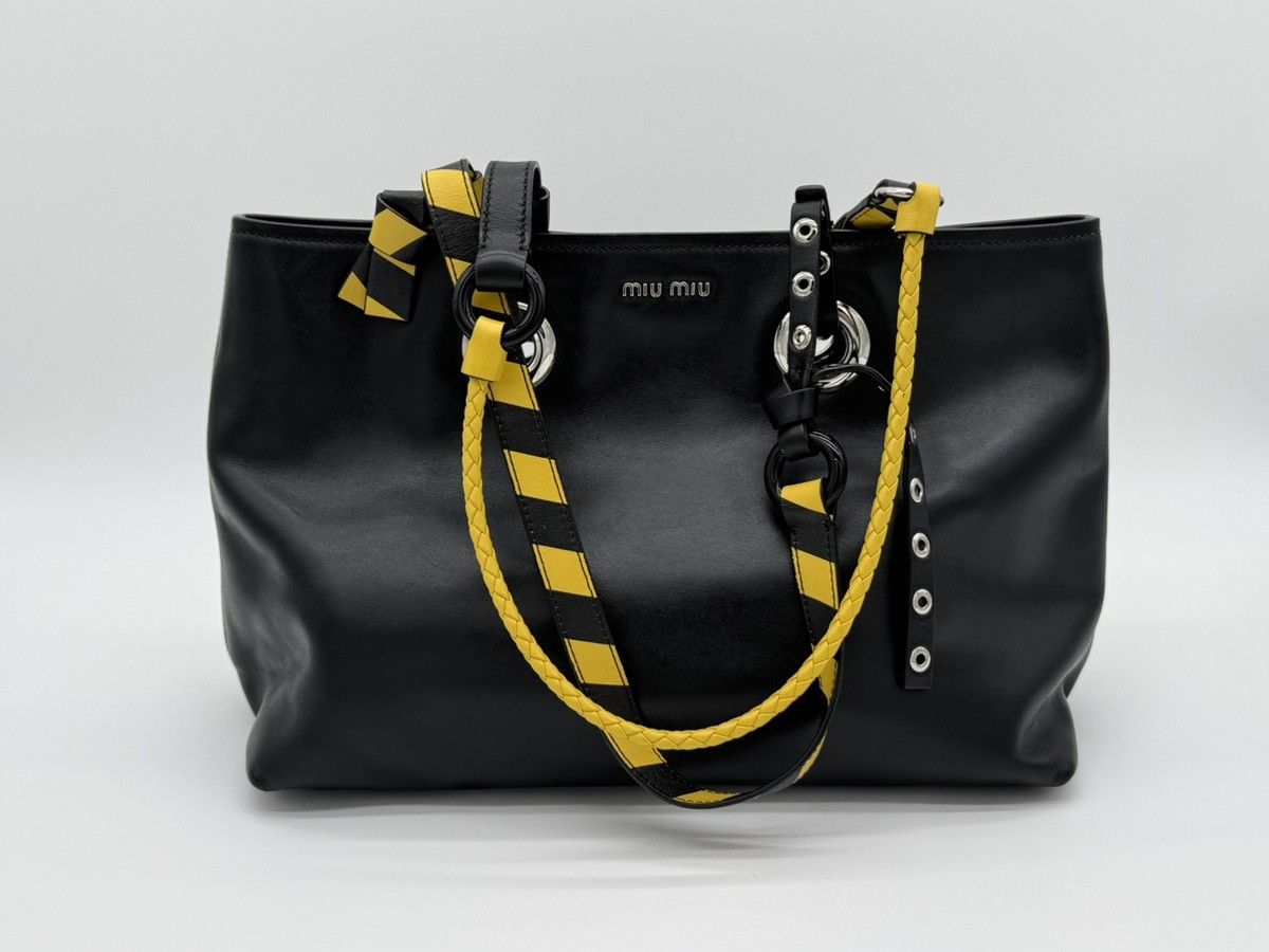 Miu Miu Miu Miu Leather Tote Bag – Black with Silver Hardware Size ONE SIZE - 12 Thumbnail