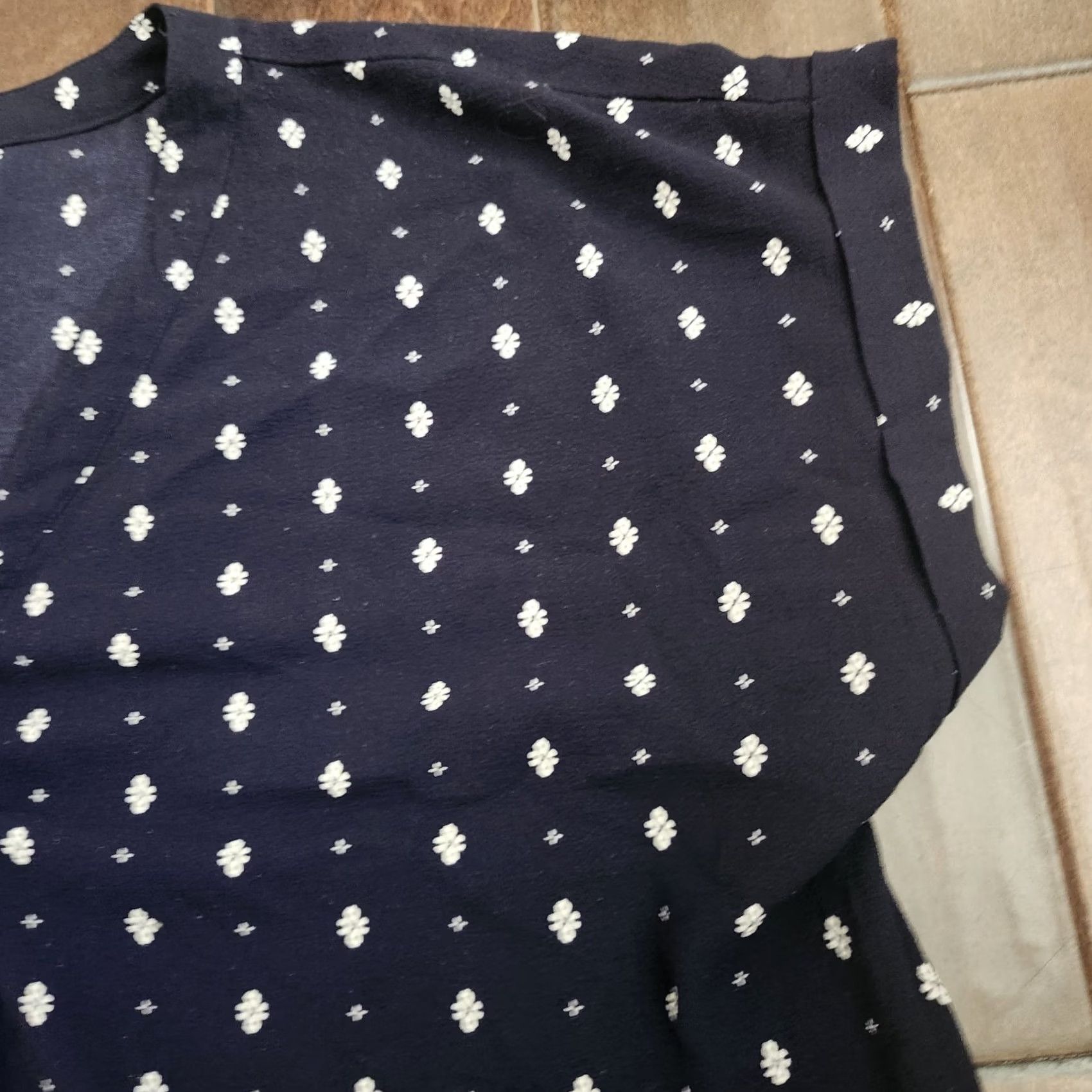 Vintage VINTAGE Flower & Feather Womens 2XL Navy Blue Lace Up Floral Short Sleeve Blouse Size XXL / US 16-18 / IT 52-54 - 5 Thumbnail