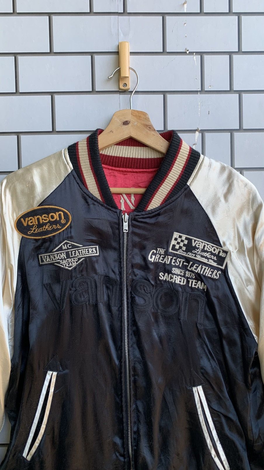 Japanese Brand Vintage Sukajan Vanson Leathers Reversible Jacket Size US M / EU 48-50 / 2 - 6 Thumbnail