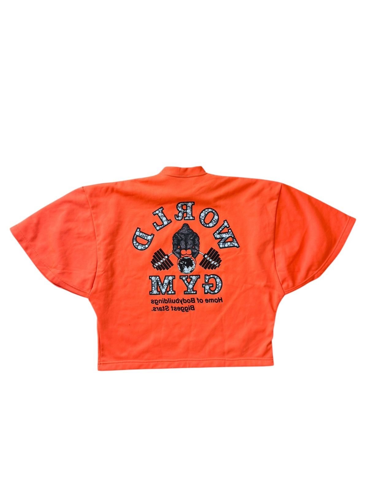 Vintage *RARE* VINTAGE 90s JAPAN WORLD GYM NEON FLUO ORANGE TOP TEE Size US XL / EU 56 / 4 - 8 Thumbnail