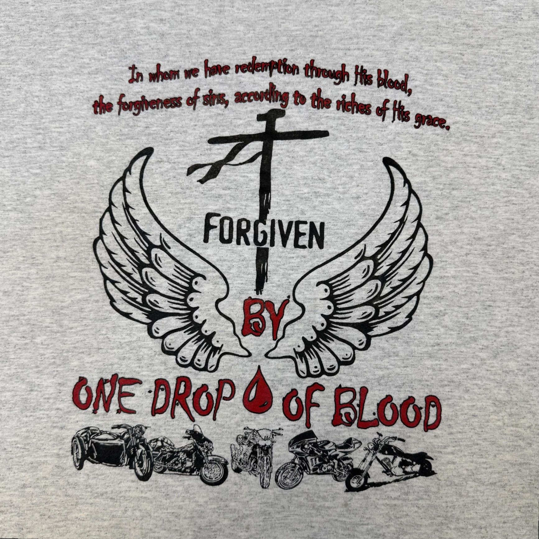 Jerzees Biker Jesus Tee Mens 2XL T-Shirt Graphic Print Crew Neck Short Sleeve Gray Religious Motorcycle Church Size US XXL / EU 58 / 5 - 3 Thumbnail