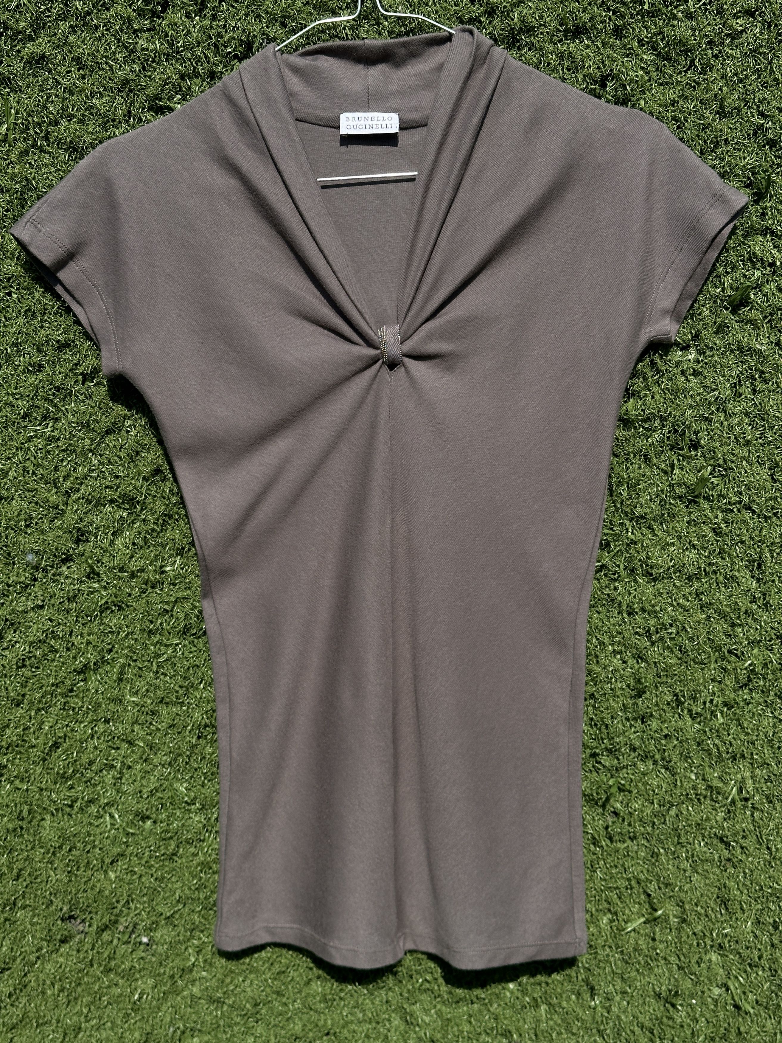 Brunello Cucinelli Brunello Cucinelli Taupe Gray Draped Knit One Piece XS Xxs Size XS / US 0-2 / IT 36-38 - 1 Thumbnail